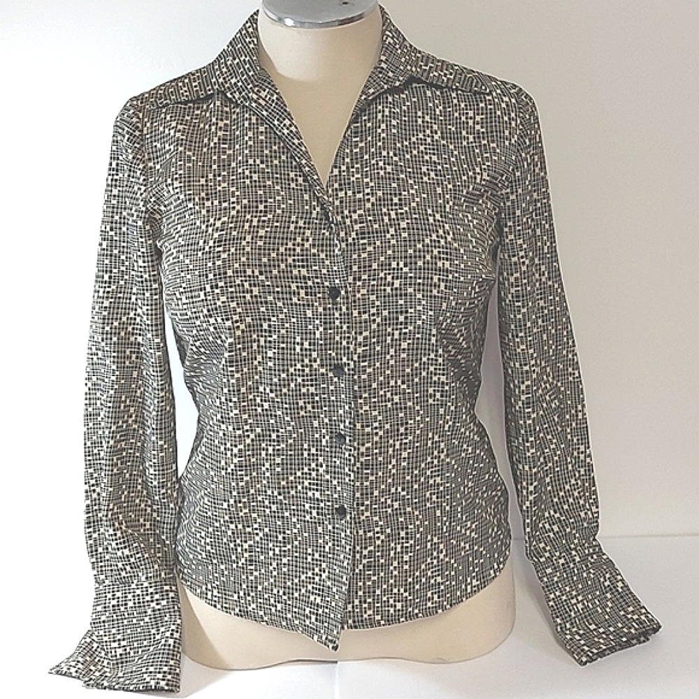 3 for $25- Mantles Cream & Black Blouse, Size 12